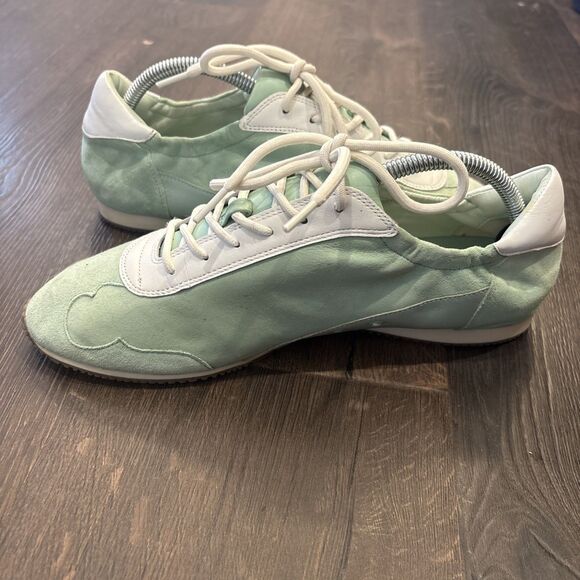 Tory Burch Tory Sneaker Kid Suede & Leather  Size 11 Mint Chip Colorblock - Picture 3 of 9